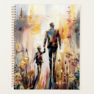 Père et enfant ensemble, aquarelle abstraite