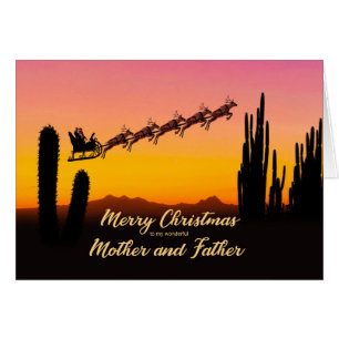 Père et Mère Noël Santa au-dessus du désert