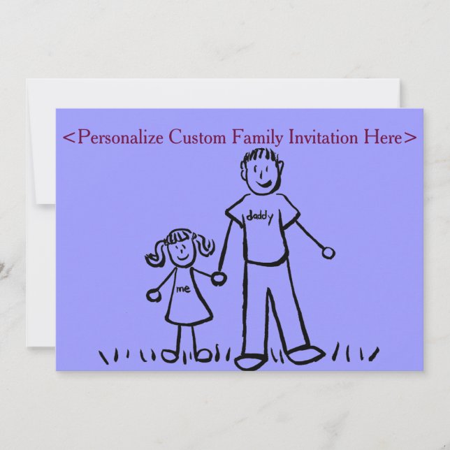 Père Fille Famille Art Personnalisé Invitation (Devant)