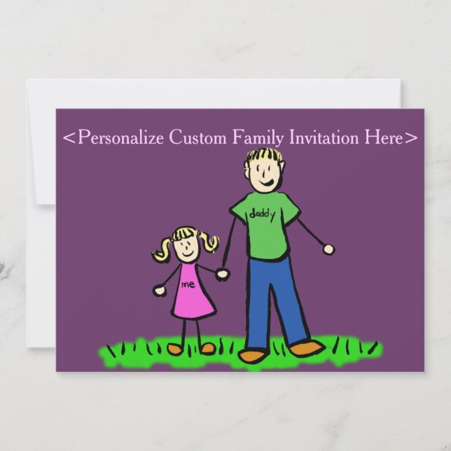 Père Fille Famille Art Personnalisé Invitation (Devant)