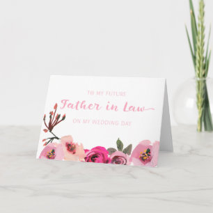 Pere floral rose en droit Carte de jour de mariage