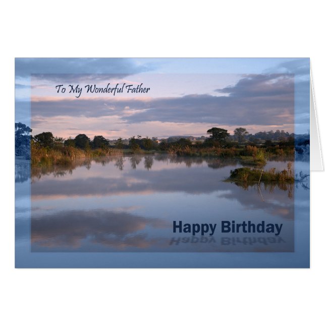 Père, Lac à l'aube Carte d'anniversaire (Devant horizontal)