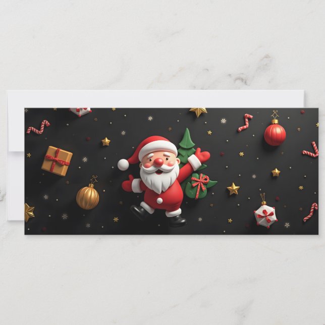 Père noël 3D enfantin et décor de fête (Devant)