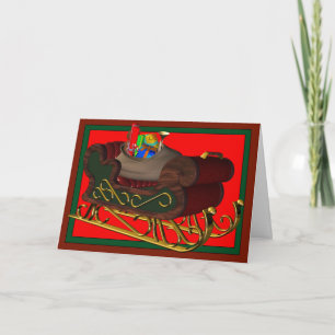père Noël 3D Sleigh - Carte de Noël