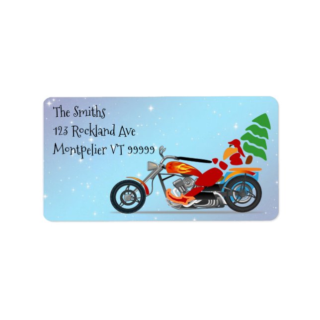 Père Noël à moto avec étiquette de Noël d'arbre (Devant)