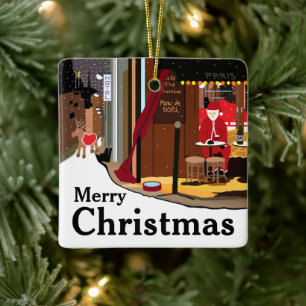 Père Noël À Paris Ornement En Céramique De Noël