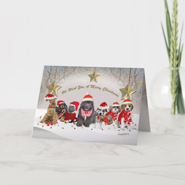 Père Noël aide à obtenir une carte de Noël joyeuse (Devant)