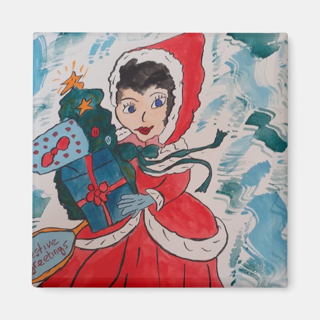 Père Noël Aide Magnet de Noël (Devant)