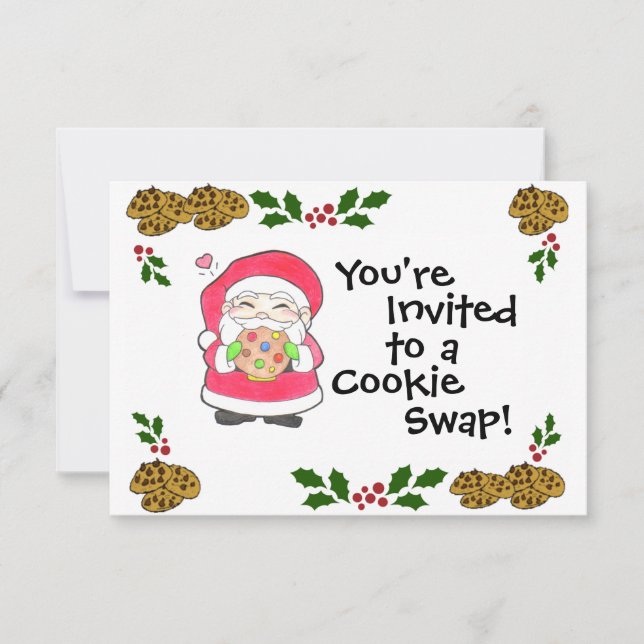 Père Noël aime Cookies Invitation (Devant)