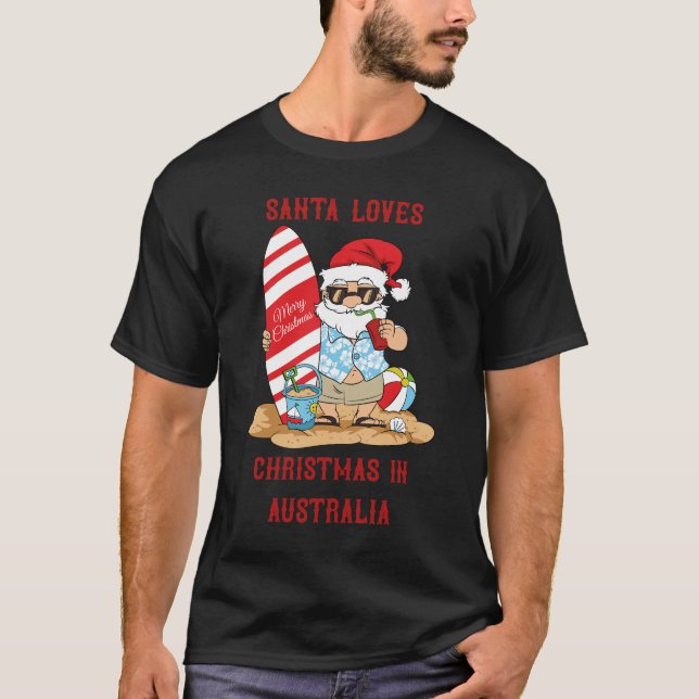 Père Noël aime Noël en Australie T-shirt (Devant)