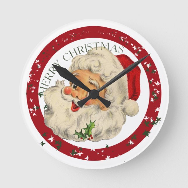 Père Noël amusant ~ Horloge murale (Recto)