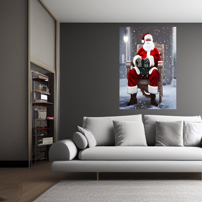 Père Noël assis sur une chaise | AI Art Poster (Créateur téléchargé)