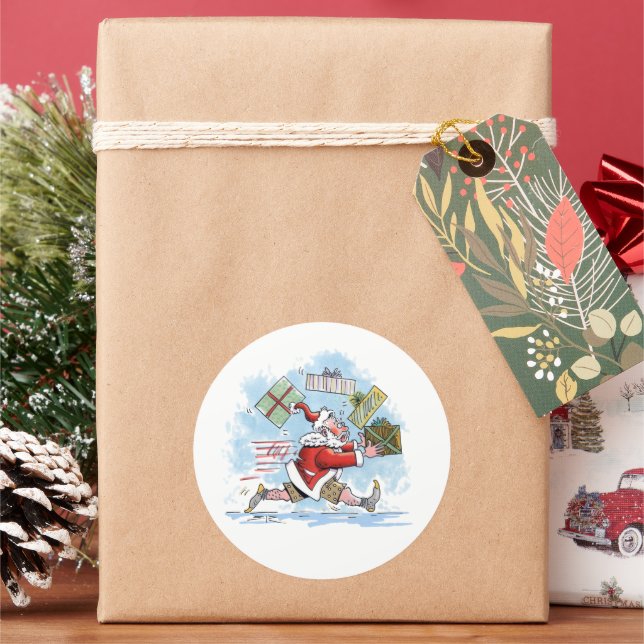 Père Noël Autocollants ronds non préparés (vacances)