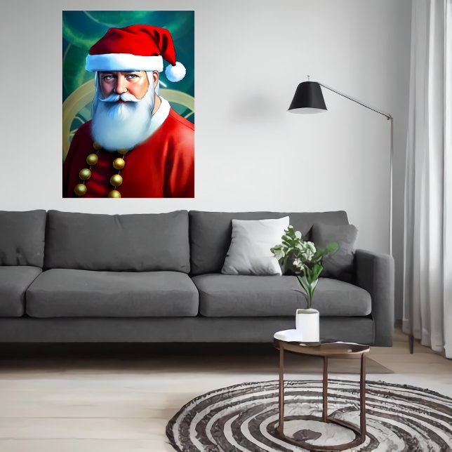 Père Noël aux yeux bleus | AI Art Poster (Créateur téléchargé)