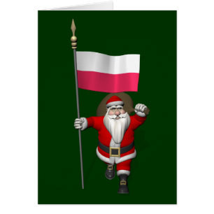 Père Noël Avec Drapeau De Pologne