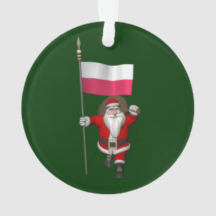 Père Noël Avec Drapeau De Pologne