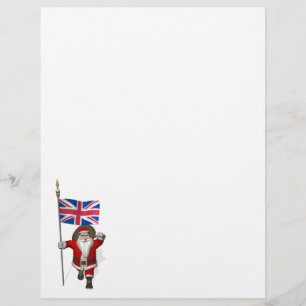 Père Noël Avec Drapeau Union Du Royaume-Uni