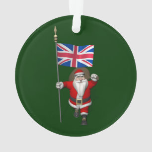 Père Noël Avec Drapeau Union Du Royaume-Uni