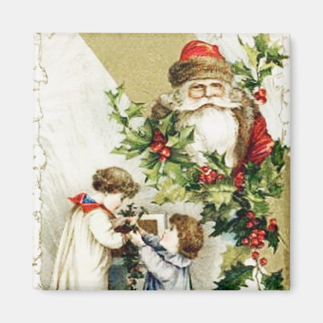 Père Noël Avec Enfants Magnet Vintage (Devant)