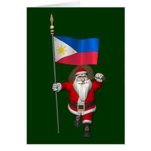 Père Noël Avec L'Enseigne Des Philippines