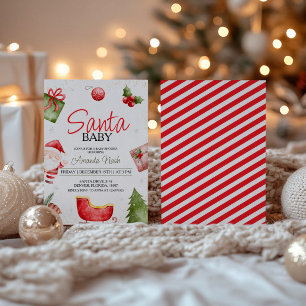Père Noël Baby Christmas Baby shower Invitation