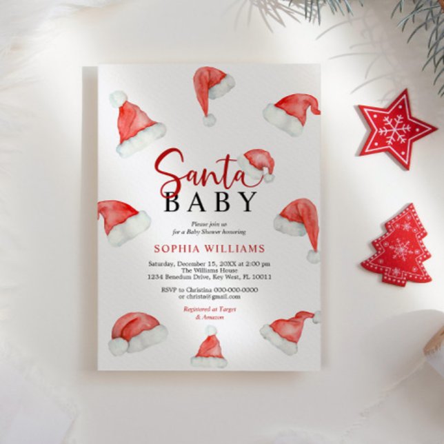 Père Noël Baby Christmas Baby shower Invitation (Créateur téléchargé)