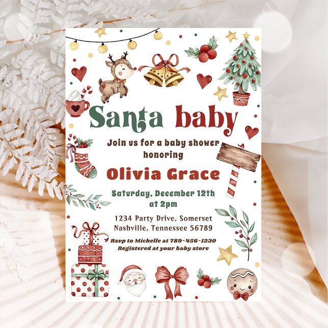 Père Noël Baby Christmas Baby shower Invitation (Créateur téléchargé)