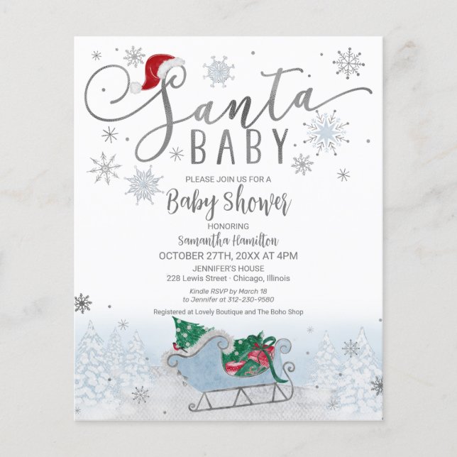 Père Noël Baby Christmas Budget Baby shower Invita (Devant)