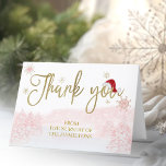 Père Noël Baby Christmas Girl Baby shower Merci<br><div class="desc">Calligraphie adorable avec des flocons de neige,  invitation à la douche pour bébé sur le thème de l'hiver. Facile à personnaliser avec vos détails. Vérifiez la collection pour rechercher les éléments correspondants comme cartes de boîtier.</div>
