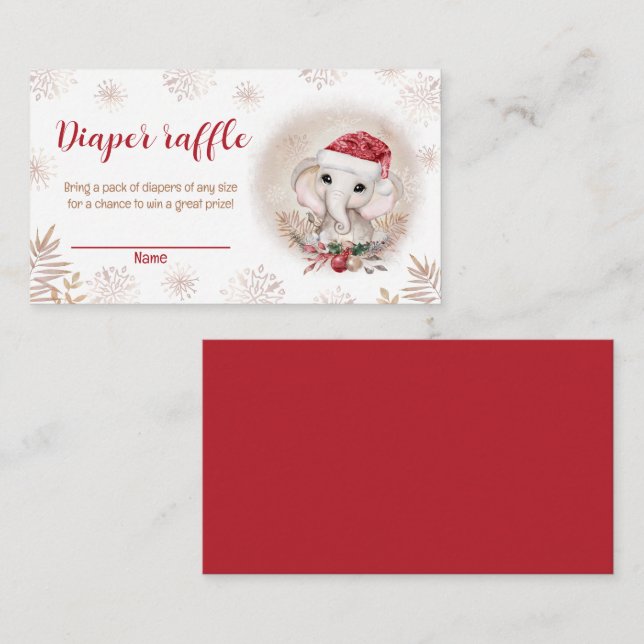 Père Noël Baby Elephant Baby shower Déchets Carte  (Devant / Derrière)