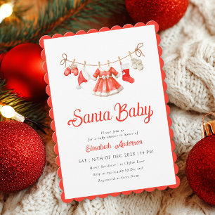Père Noël Baby Girl Baby shower Invitation
