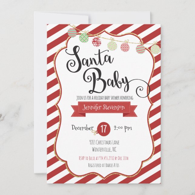 Père Noël Baby Holiday Baby shower Invitation (Devant)