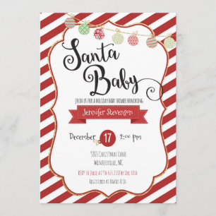 Père Noël Baby Holiday Baby shower Invitation