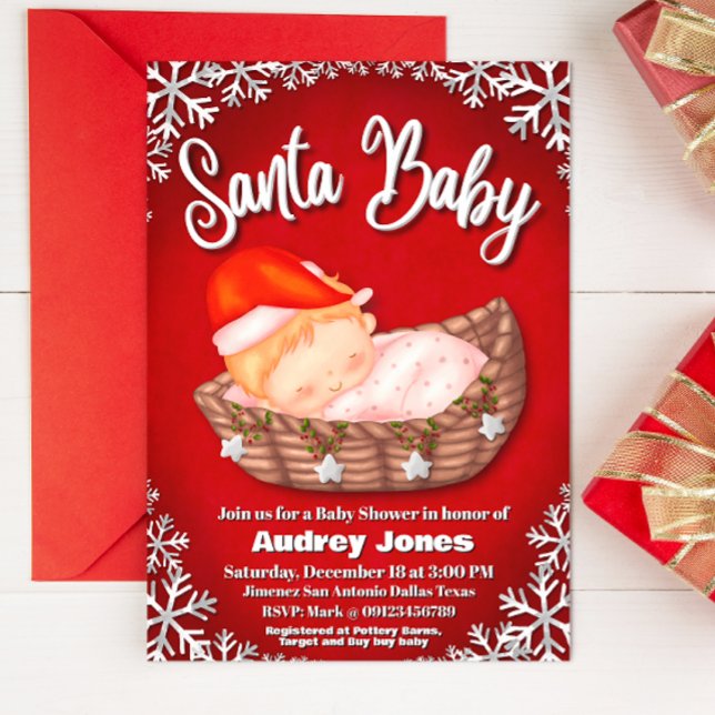 Père Noël Baby - Invitation Baby shower (Santa Baby - Baby Shower Invitation)