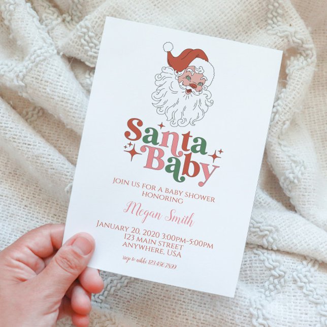 Père Noël Baby Retro Baby shower Invitation (Créateur téléchargé)