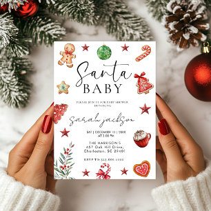 Père Noël Baby shower Invitation set, bébé il fait
