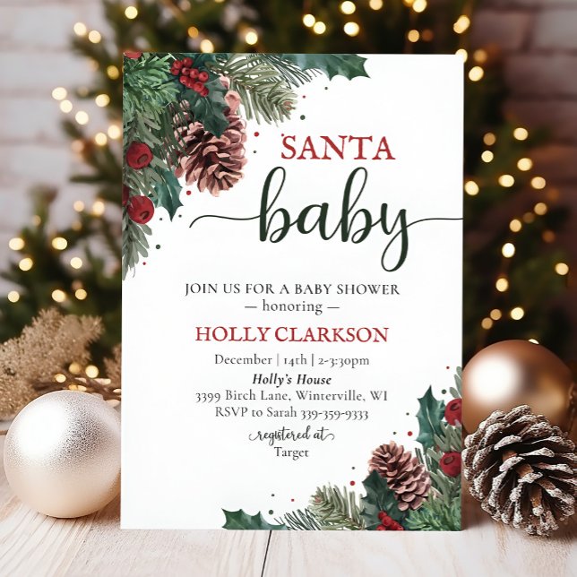 Père Noël Baby Winter Baby shower Invitation (Créateur téléchargé)