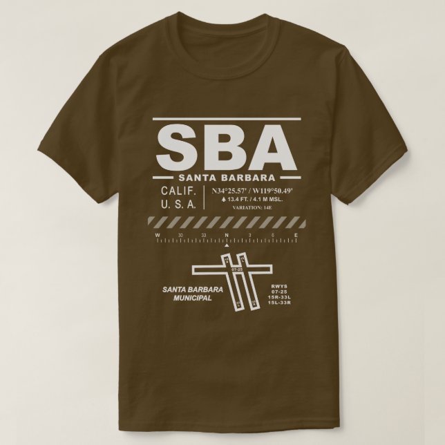Père Noël Barbara Municipal Airport SBA T-Shirt (Design devant)