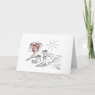 Père Noël BBBQ sur la carte de Noël de la plage