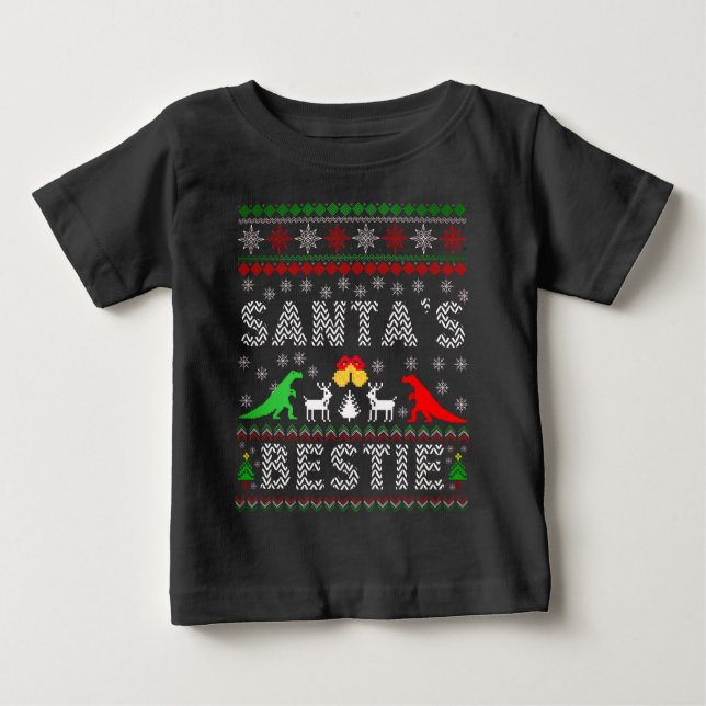 Père Noël Bestie Dino hiver Noël laide Sweat (Devant)