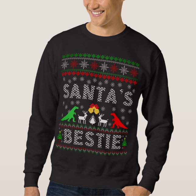 Père Noël Bestie Dino hiver Noël laide Sweat (Devant)