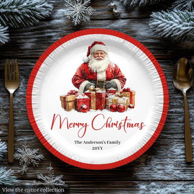 Père Noël branché Assiette de fête chaleureuse et  (Trendy Santa Claus Stylish Warmish Holiday Plate)
