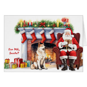 Père Noël cadeau Akita Chien Noël