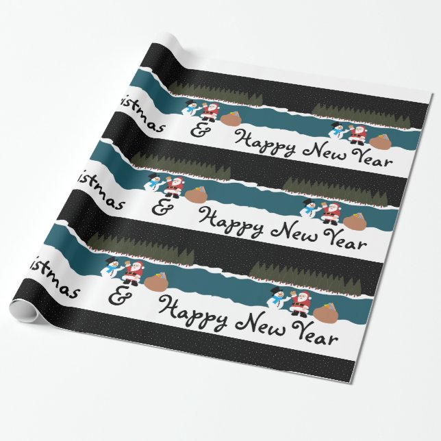 Père Noël Cadeau au papier d'enveloppement de bonh (Déroulé)