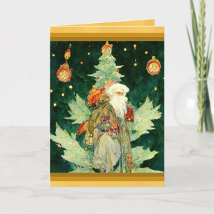 Père Noël carte de Noël impressionnonisme aquarell