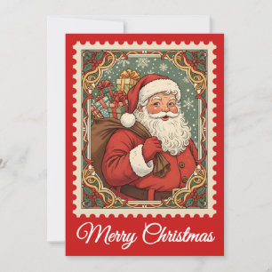 Père Noël   Carte de Noël Retro Postage