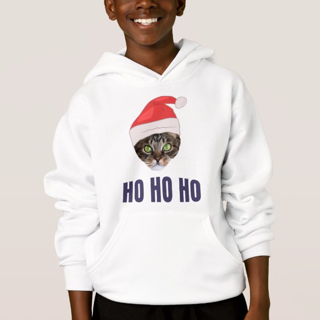 Père Noël Chat avec Santa hat, Ho Ho ho Squa d'inv (Devant)