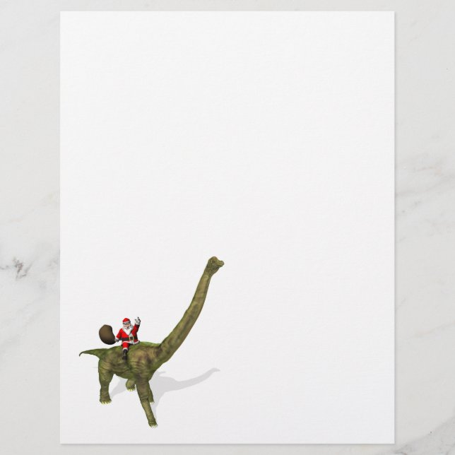 Père Noël chevauchant un Brachiosaure (Devant)