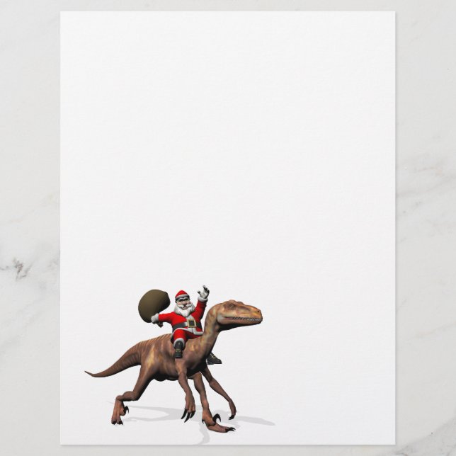 Père Noël chevauchant un Deinonychus (Devant)