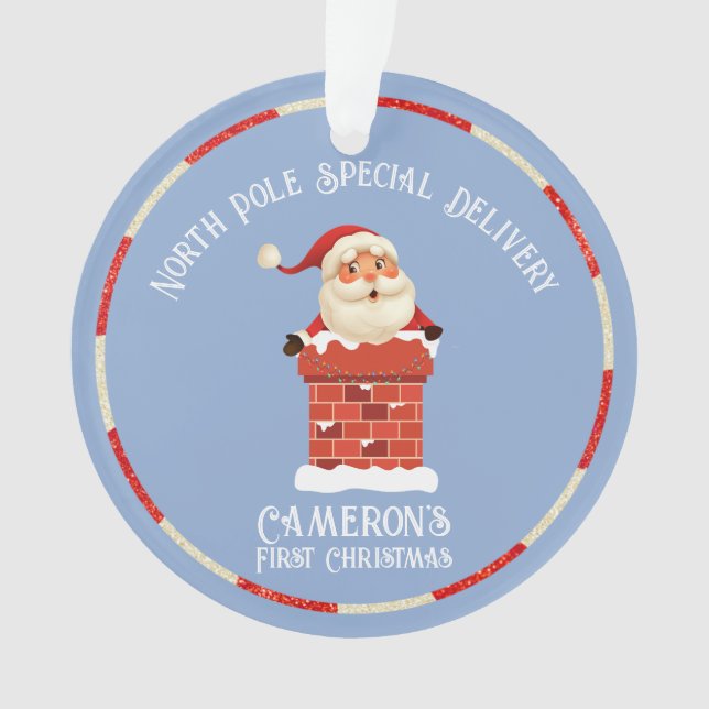 Père Noël Chimney Photo personnalisée Premier Noël (devant)